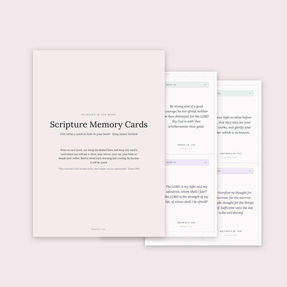 52 printable KJV scripture memory cards