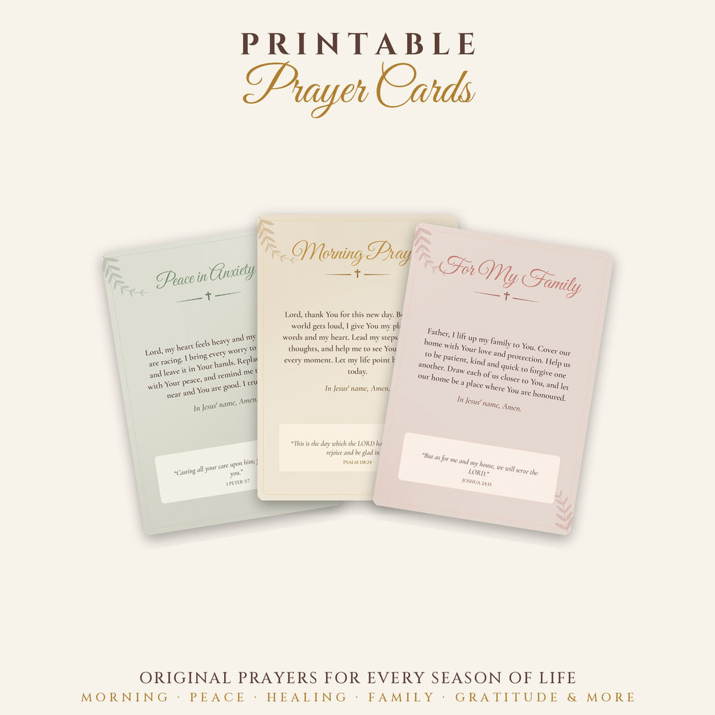 Printable Prayer Cards – 24 Christian Prayers with KJV Scripture