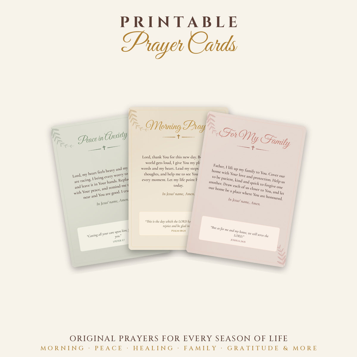 Printable Prayer Cards – 24 Christian Prayers with KJV Scripture