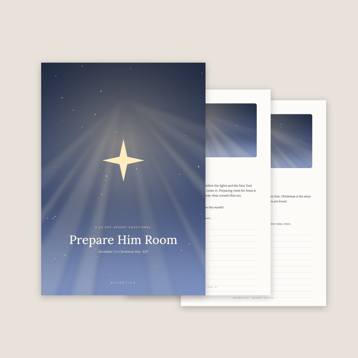Prepare Him Room 25-day Advent devotional cover with starry night
