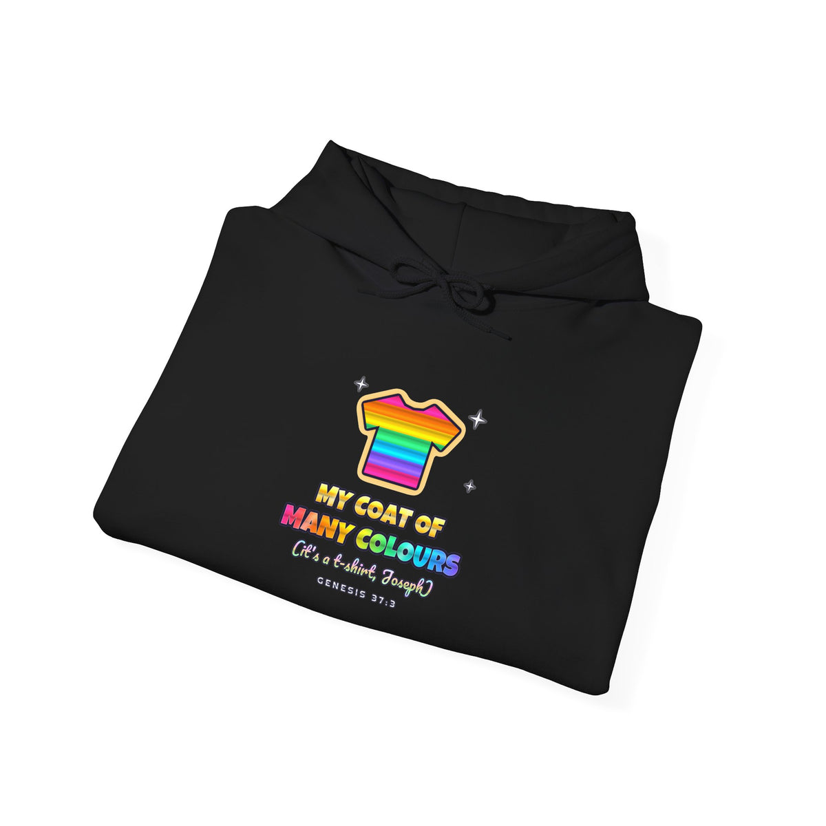 Coat of Many Colours — Adult Christian Hoodie | Black & White