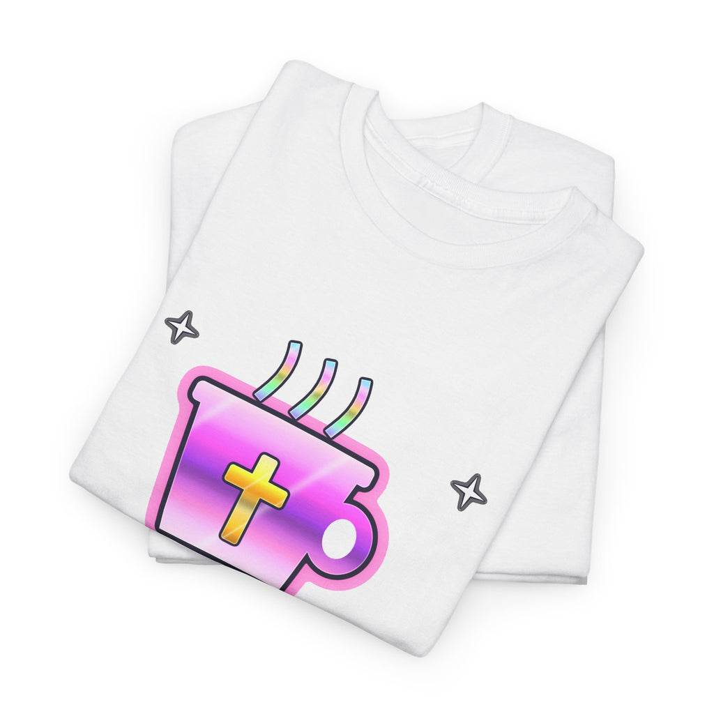 Powered by Jesus & Coffee — Adult Christian T-Shirt | Black & White