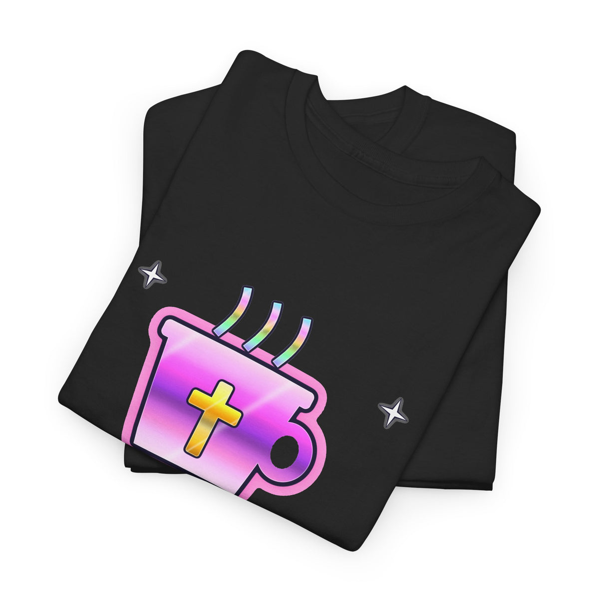 Powered by Jesus & Coffee — Adult Christian T-Shirt | Black & White