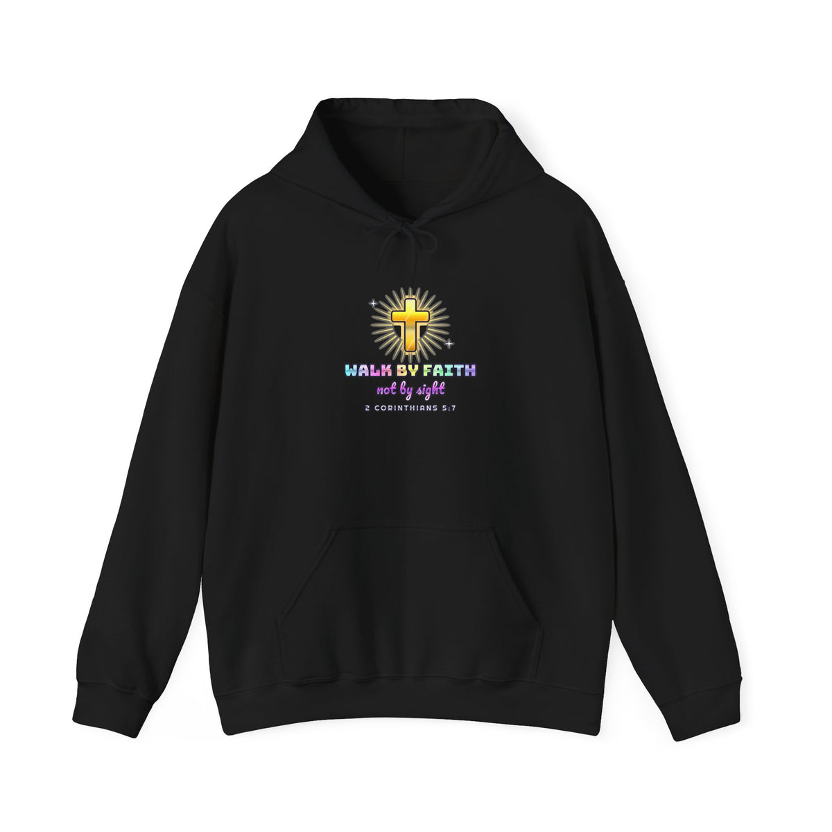 Walk By Faith — Adult Christian Hoodie | Black & White