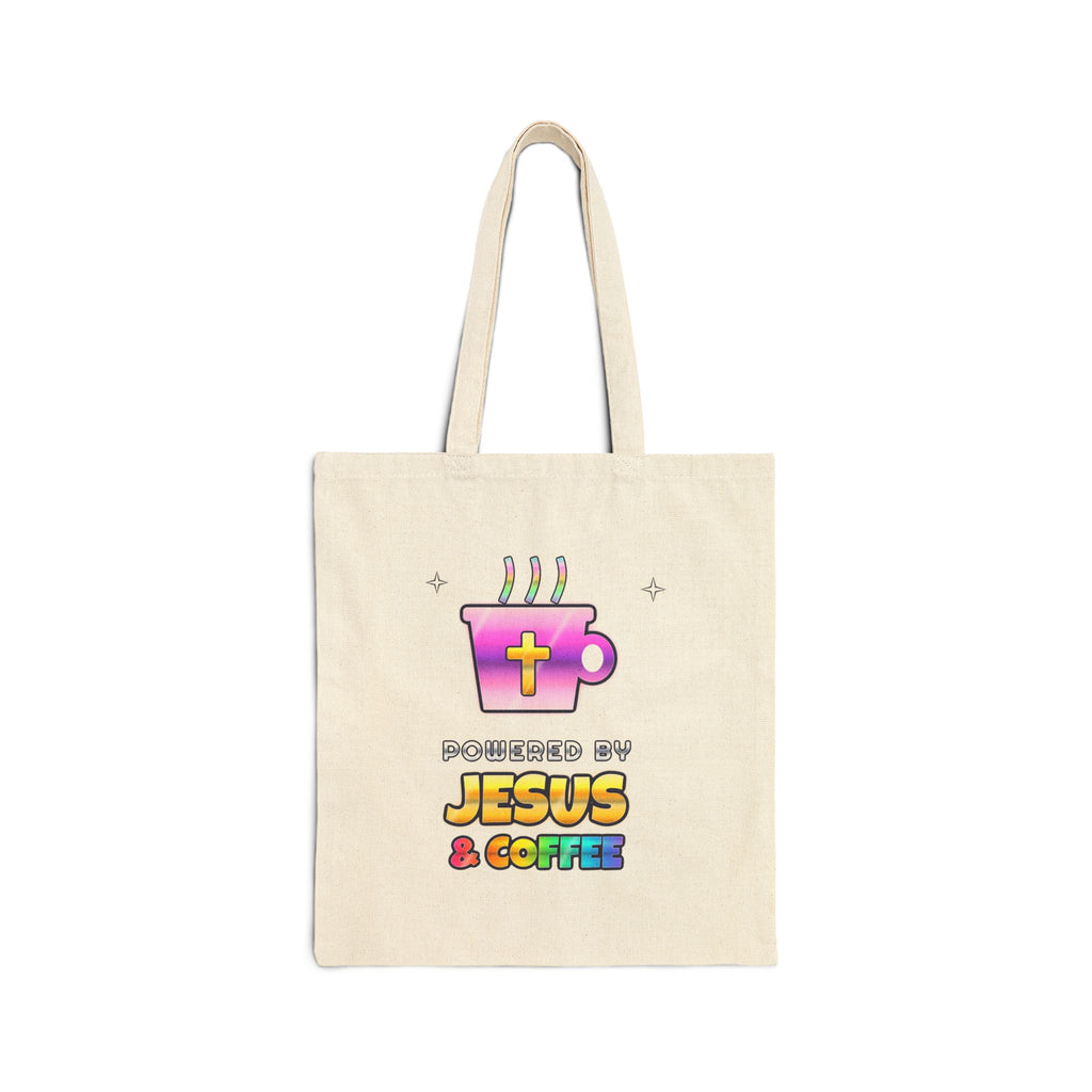 Powered by Jesus & Coffee — Christian Cotton Canvas Tote Bag