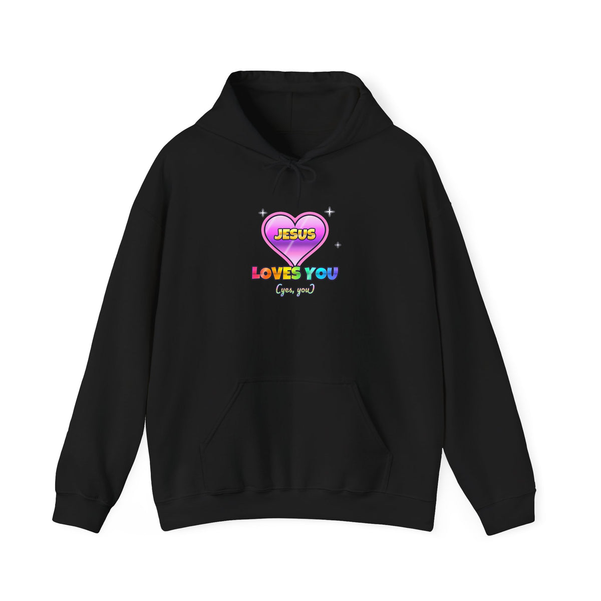 Jesus Loves You — Adult Christian Hoodie | Black & White