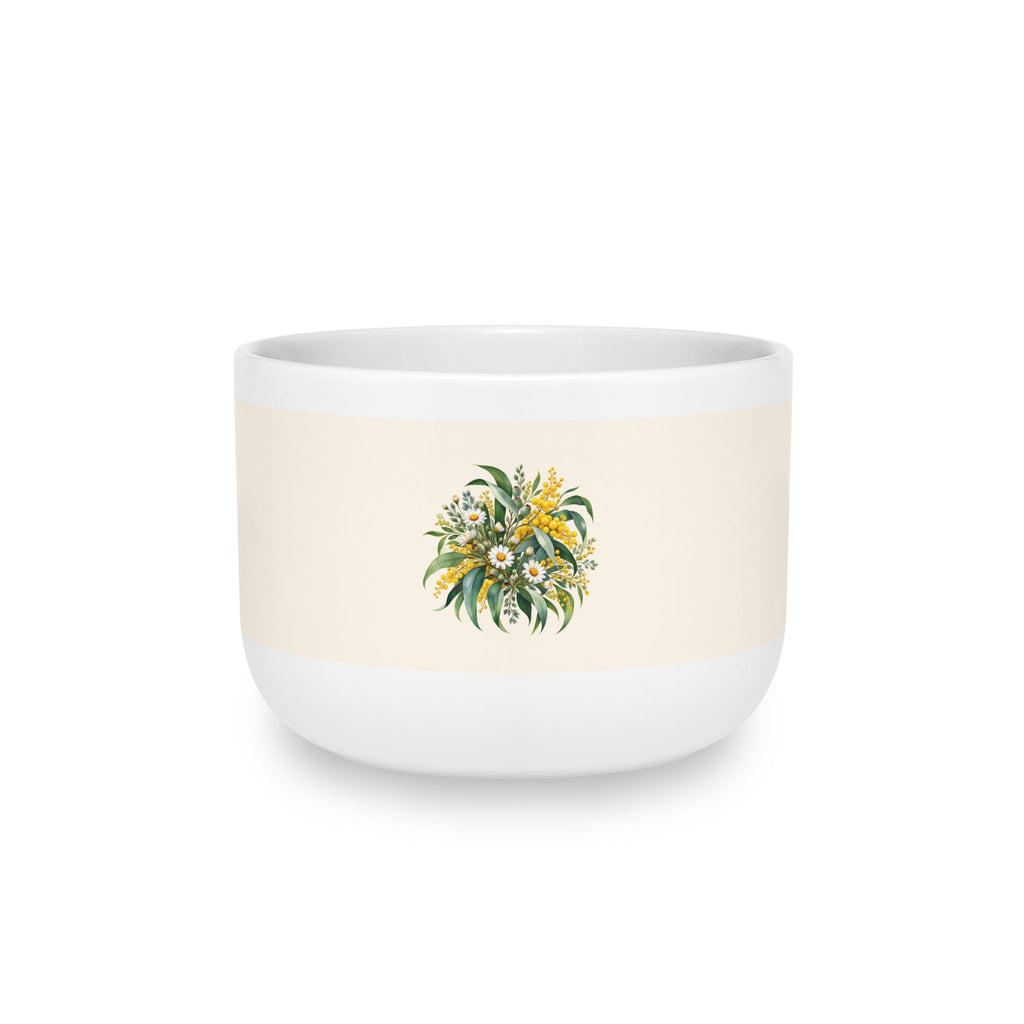 Eucalyptus & Wildflowers | White Ceramic Latte Mug, 25oz | Magnetica