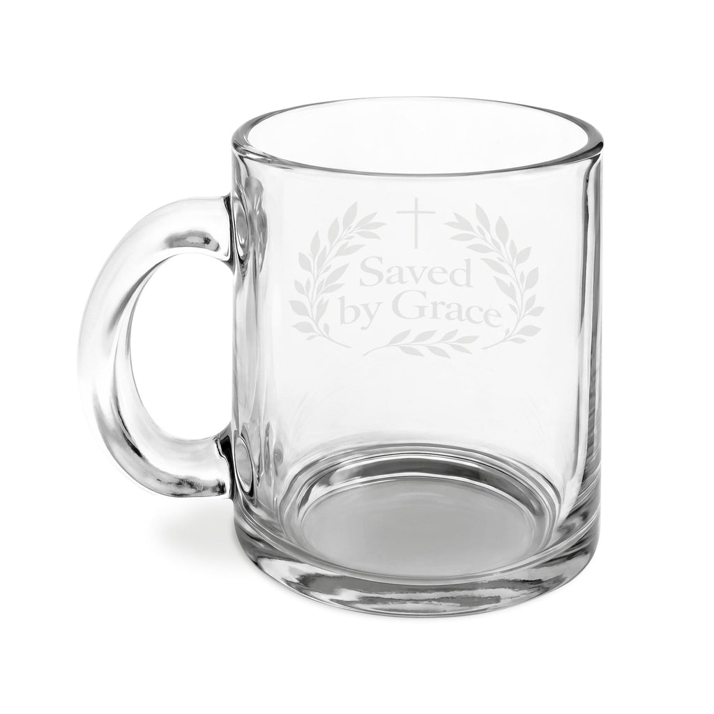 Saved by Grace | Clear Glass Mug with Handle, 10oz | Magnetica