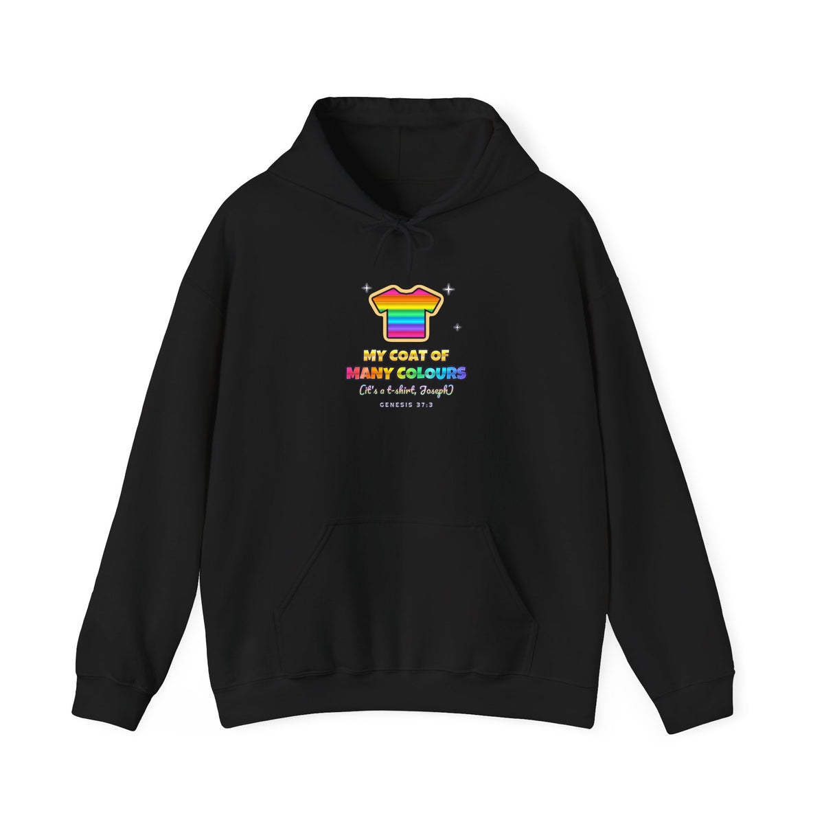 Coat of Many Colours — Adult Christian Hoodie | Black & White
