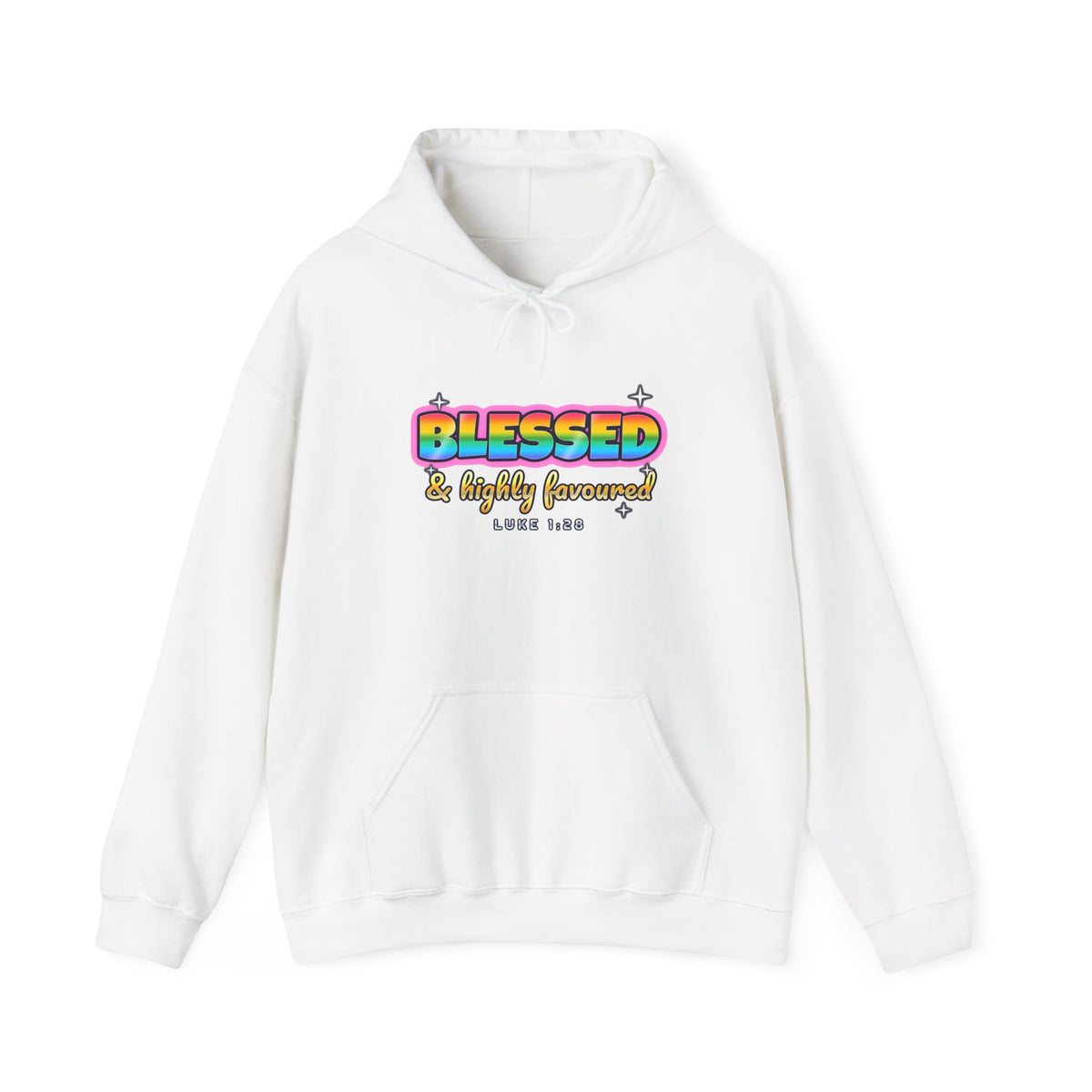 Blessed & Highly Favoured — Adult Christian Hoodie | Black & White