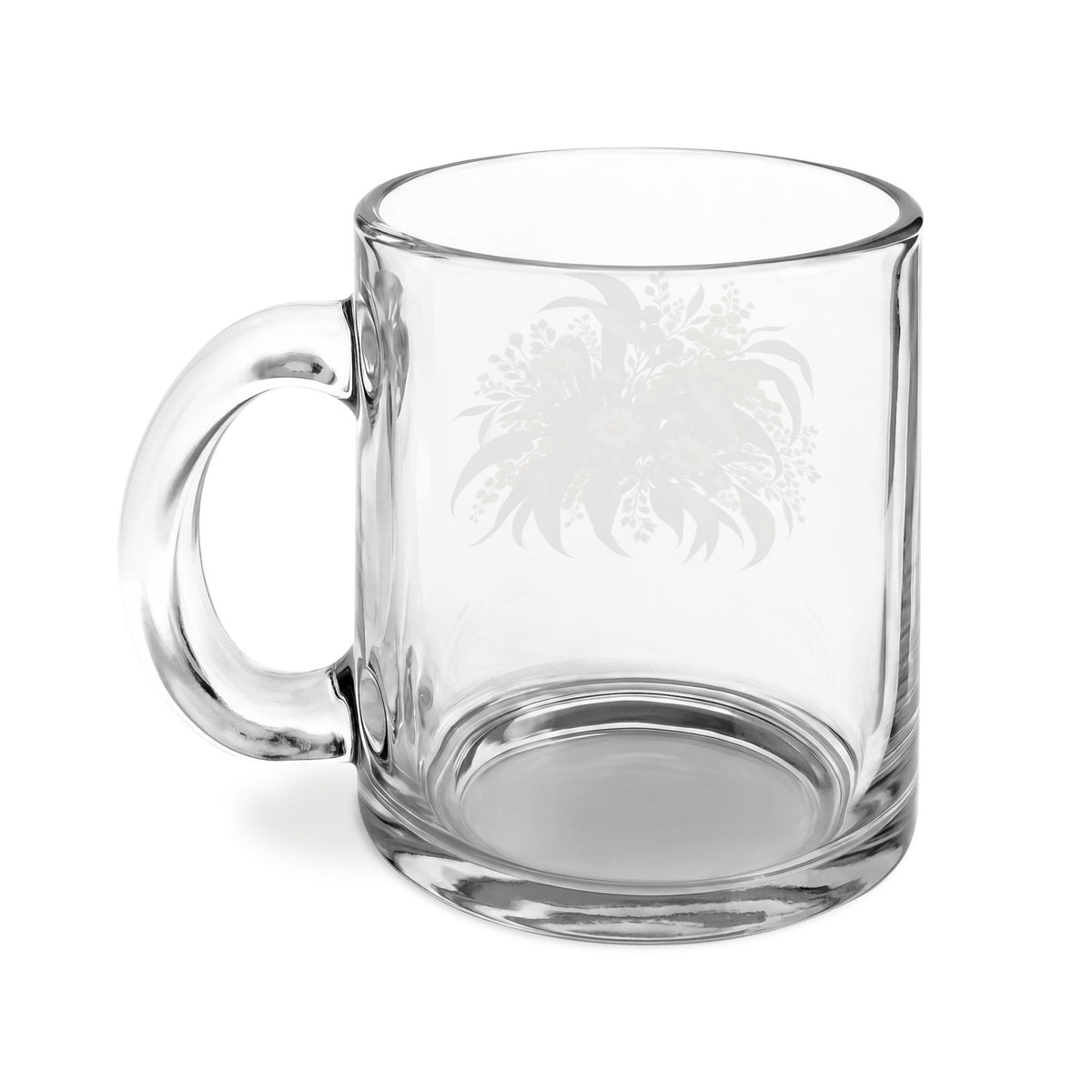 Eucalyptus & Wildflowers | Clear Glass Mug with Handle, 10oz | Magnetica