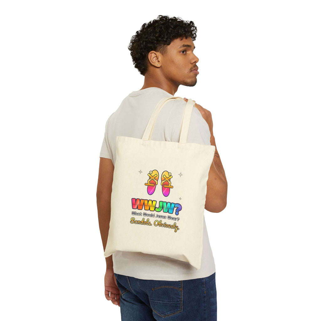 WWJW? Sandals, Obviously — Christian Cotton Canvas Tote Bag