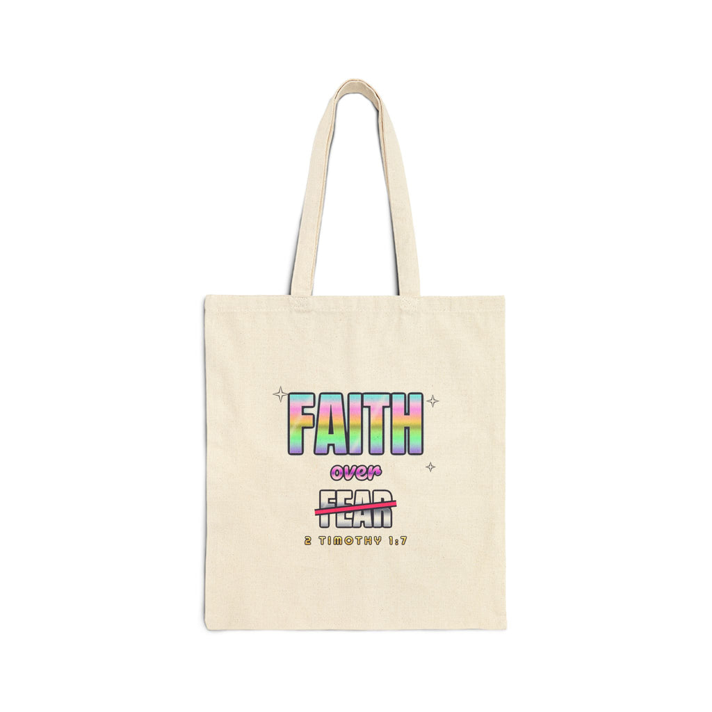 Faith Over Fear — Christian Cotton Canvas Tote Bag