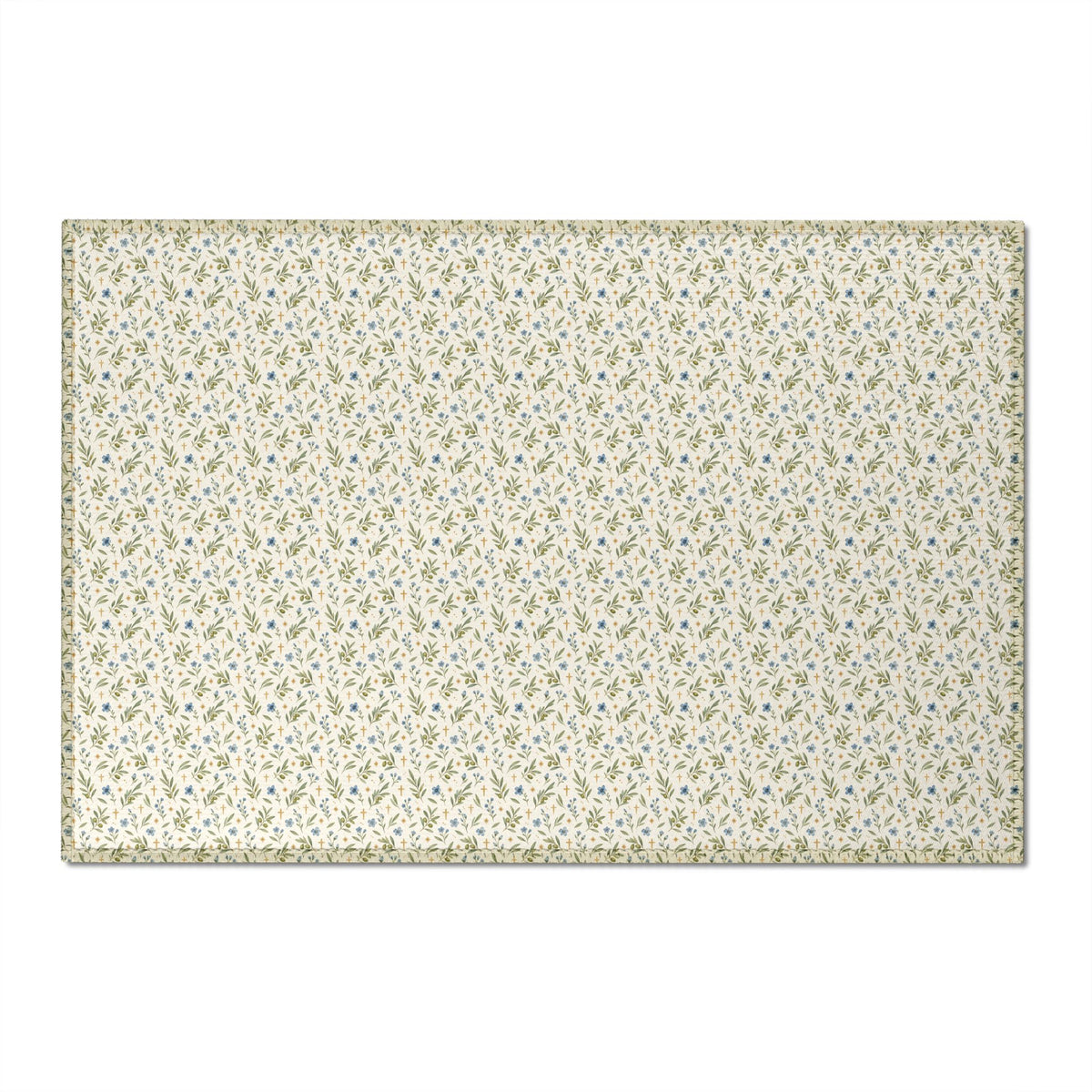 Olive Branches and Crosses | Washable Chenille Rug | Magnetica