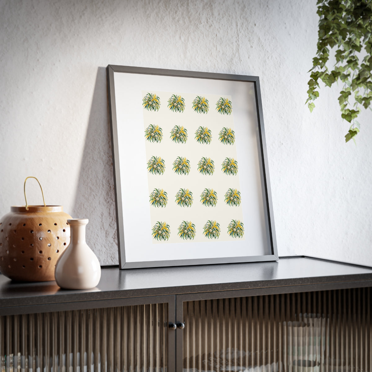 Eucalyptus & Wildflowers | Framed Canvas Wall Art | Magnetica