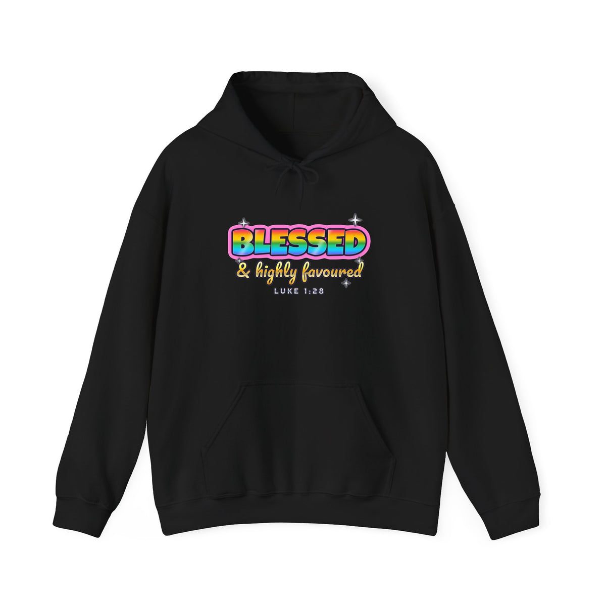 Blessed & Highly Favoured — Adult Christian Hoodie | Black & White