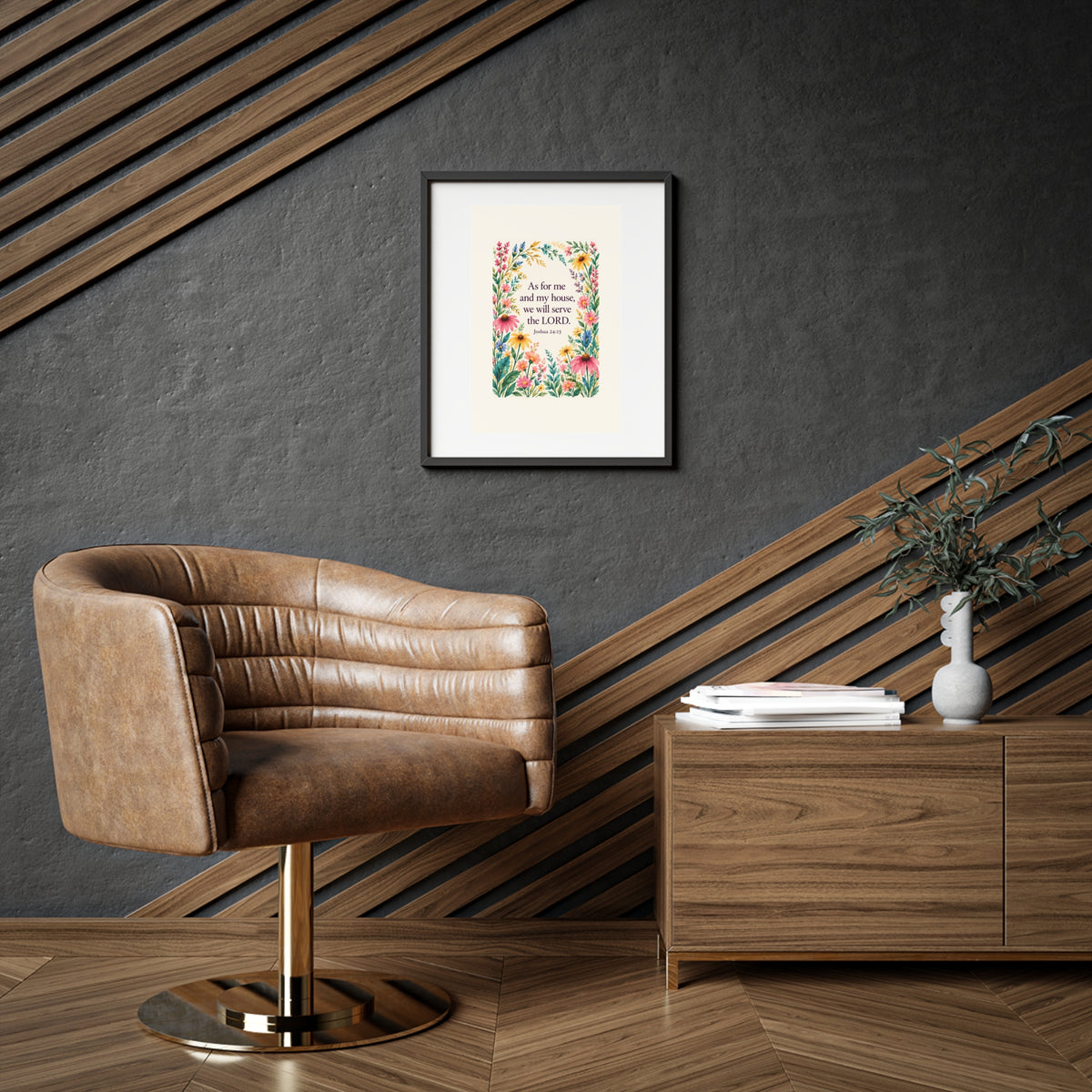 As for Me and My House Floral Framed Wall Art | Joshua 24:15 | Magnetica