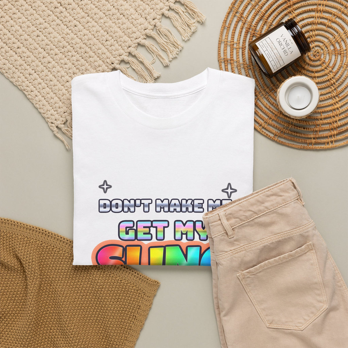 Don’t Make Me Get My Sling — Adult Christian T-Shirt | Black & White