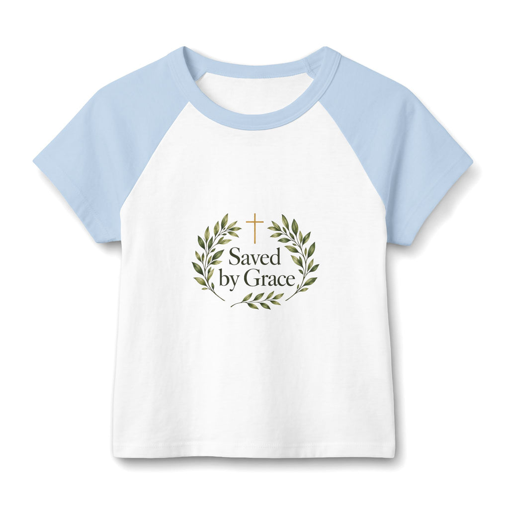 Saved by Grace | Women's Micro Rib Raglan Baby Tee | Magnetica