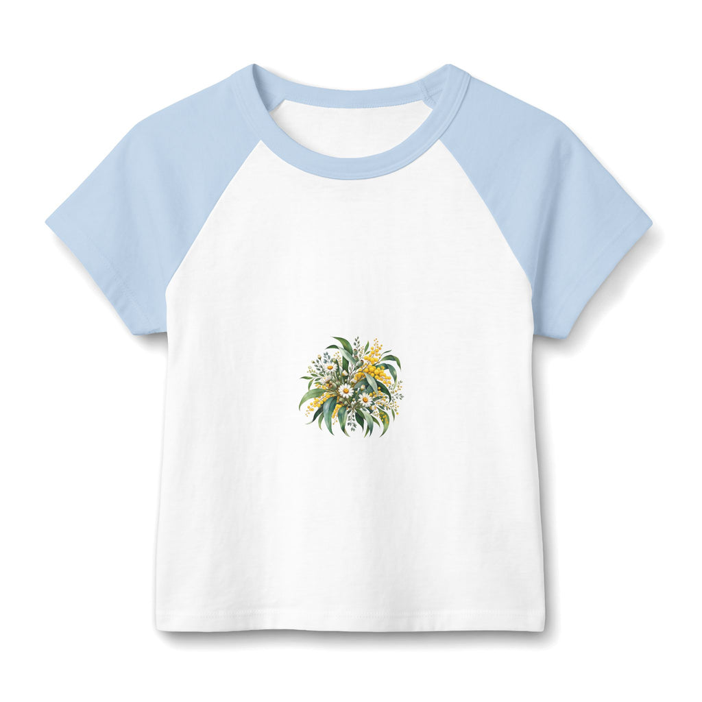 Eucalyptus & Wildflowers | Women's Micro Rib Raglan Baby Tee | Magnetica