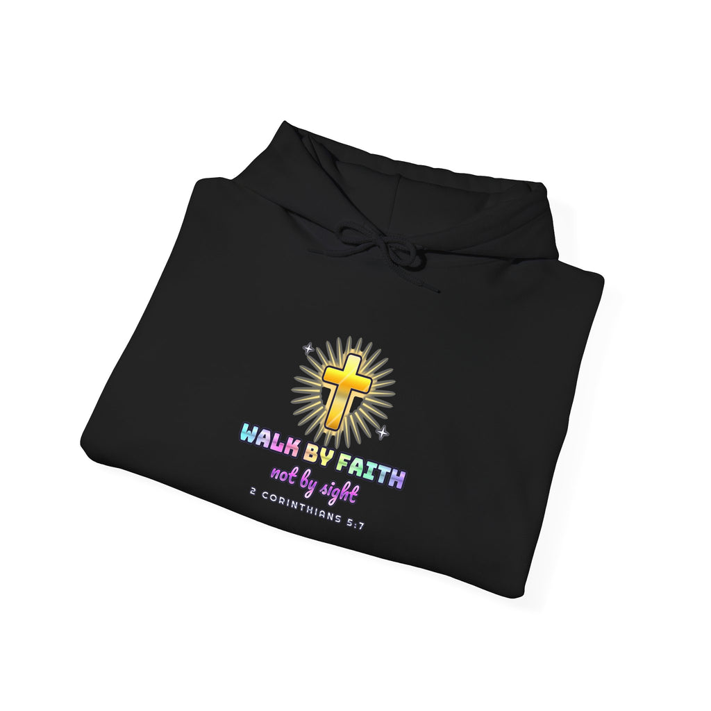 Walk By Faith — Adult Christian Hoodie | Black & White