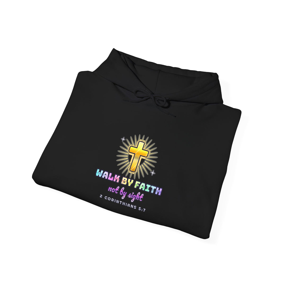 Walk By Faith — Adult Christian Hoodie | Black & White