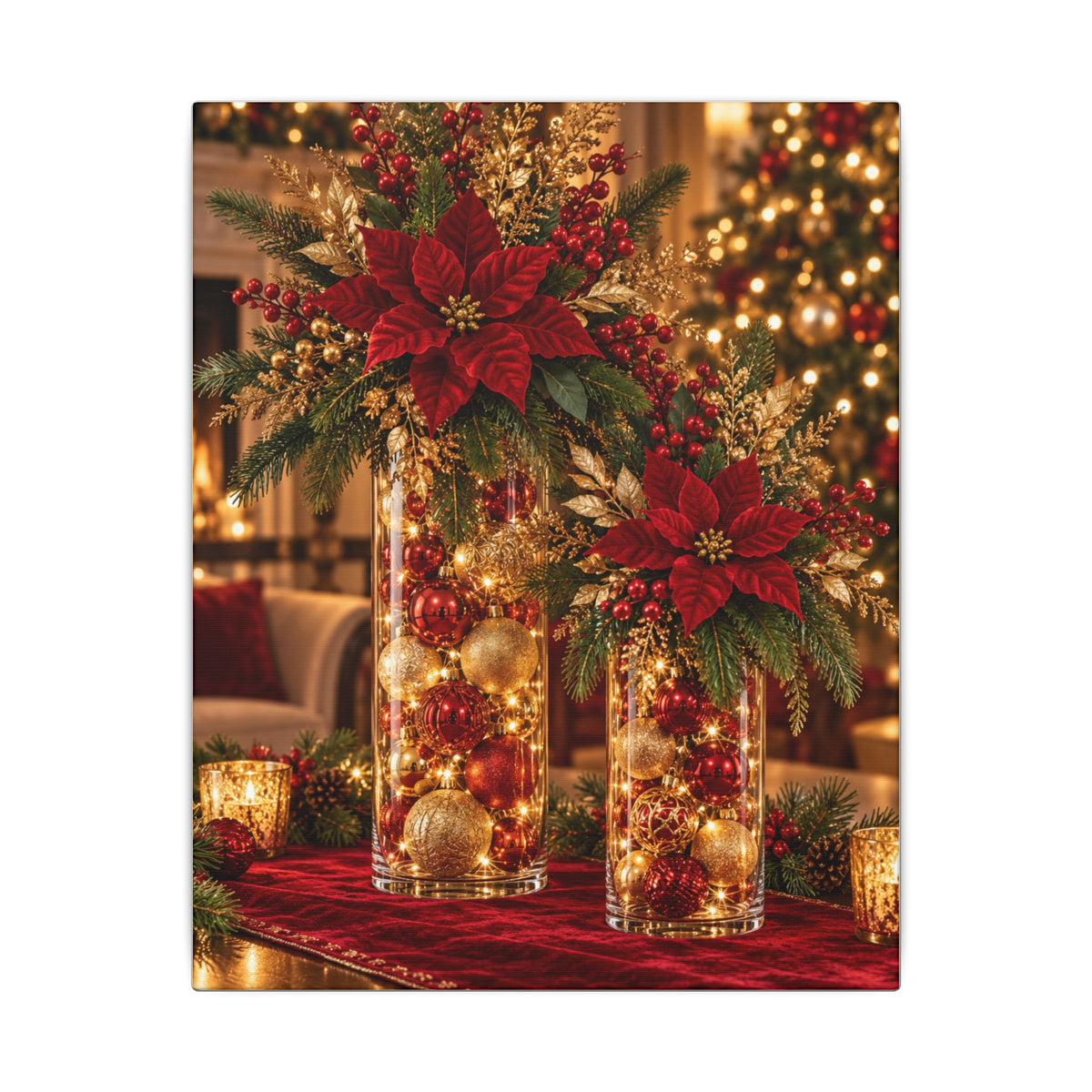 Magnetica – Red & Gold Christmas Glow Canvas Print