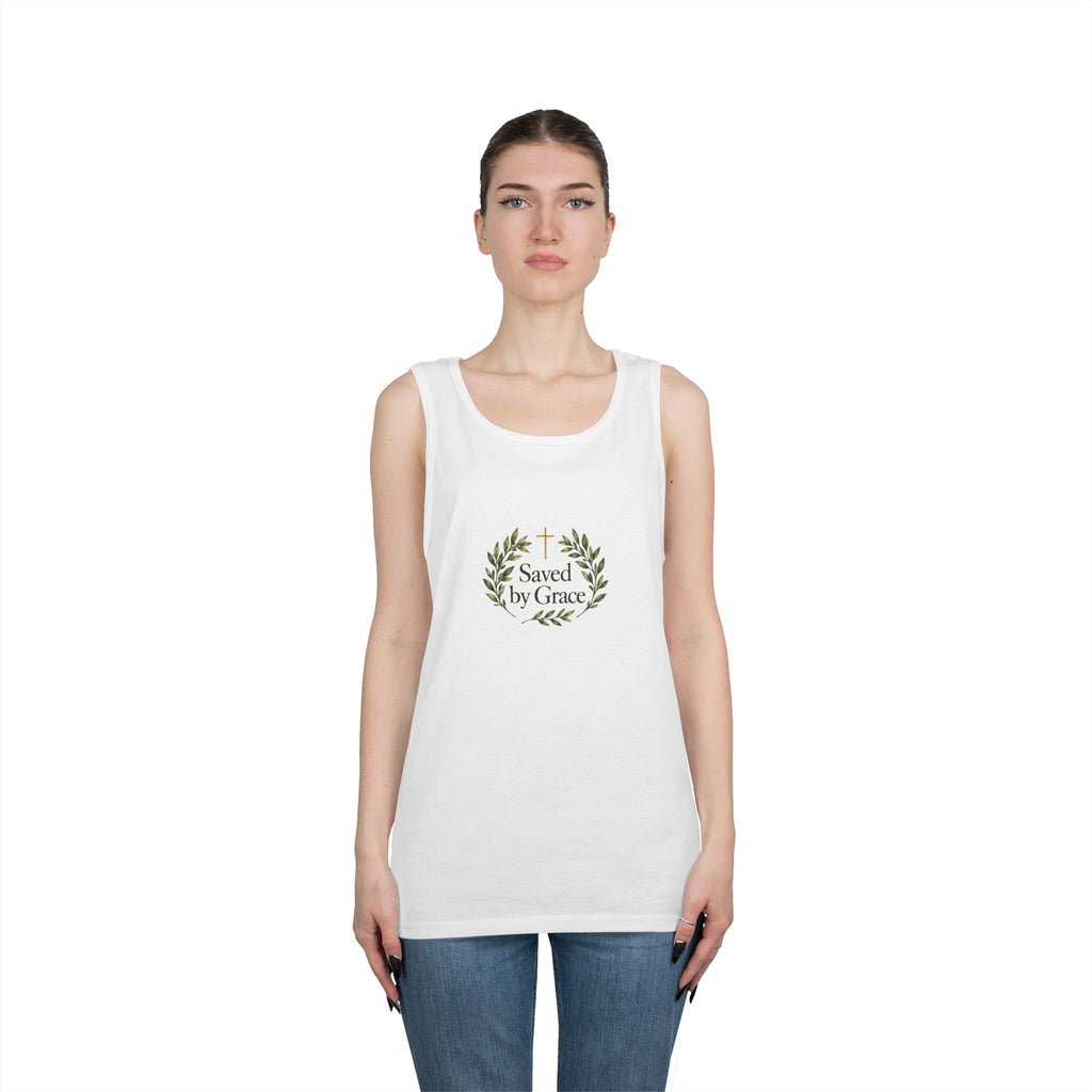 Saved by Grace | Unisex Heavy Cotton Tank Top | Magnetica
