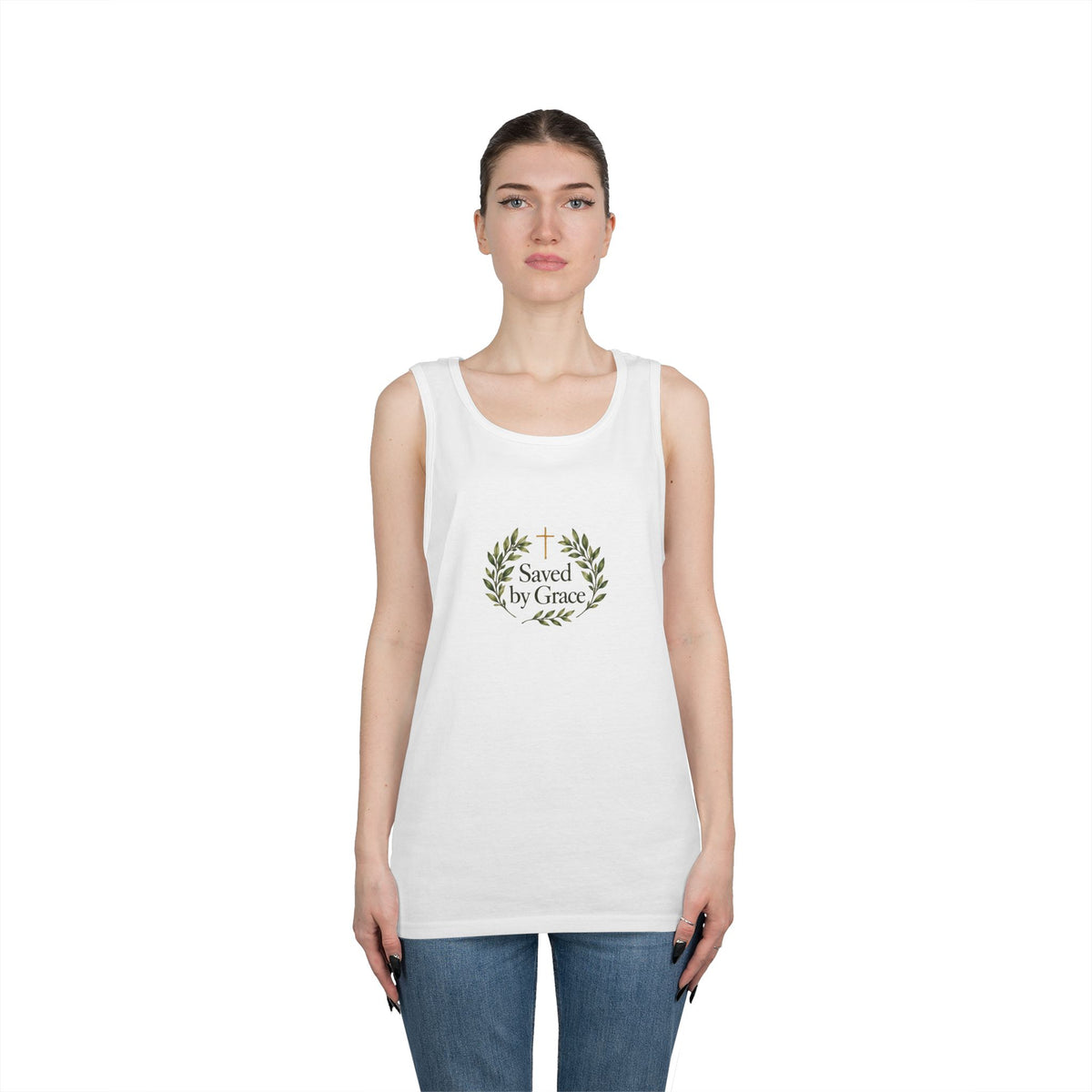 Saved by Grace | Unisex Heavy Cotton Tank Top | Magnetica