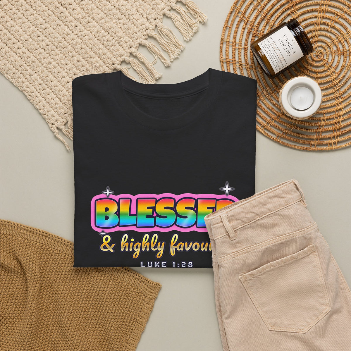 Blessed & Highly Favoured — Adult Christian T-Shirt | Black & White