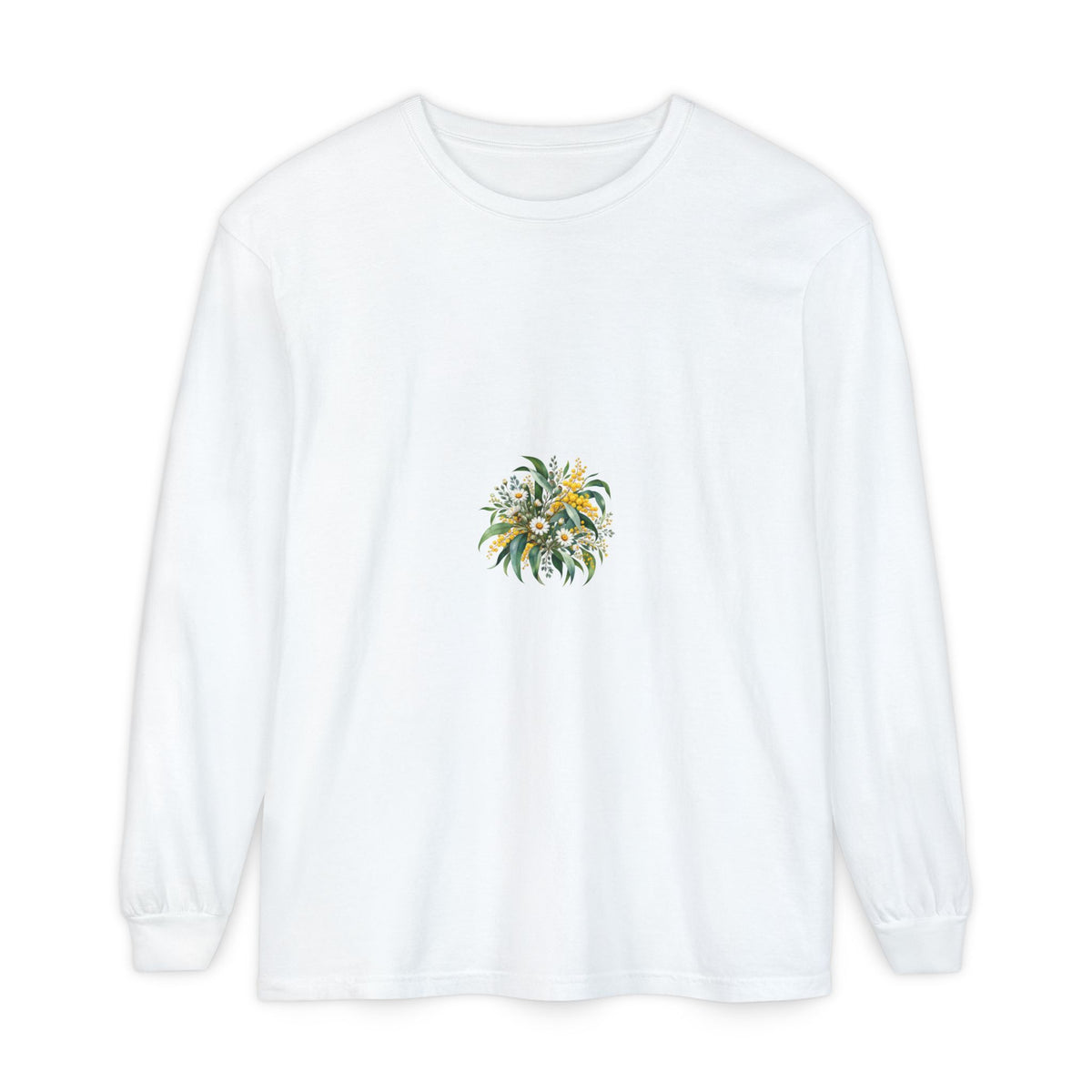 Eucalyptus & Wildflowers | Unisex Garment-dyed Long Sleeve T-Shirt | Magnetica
