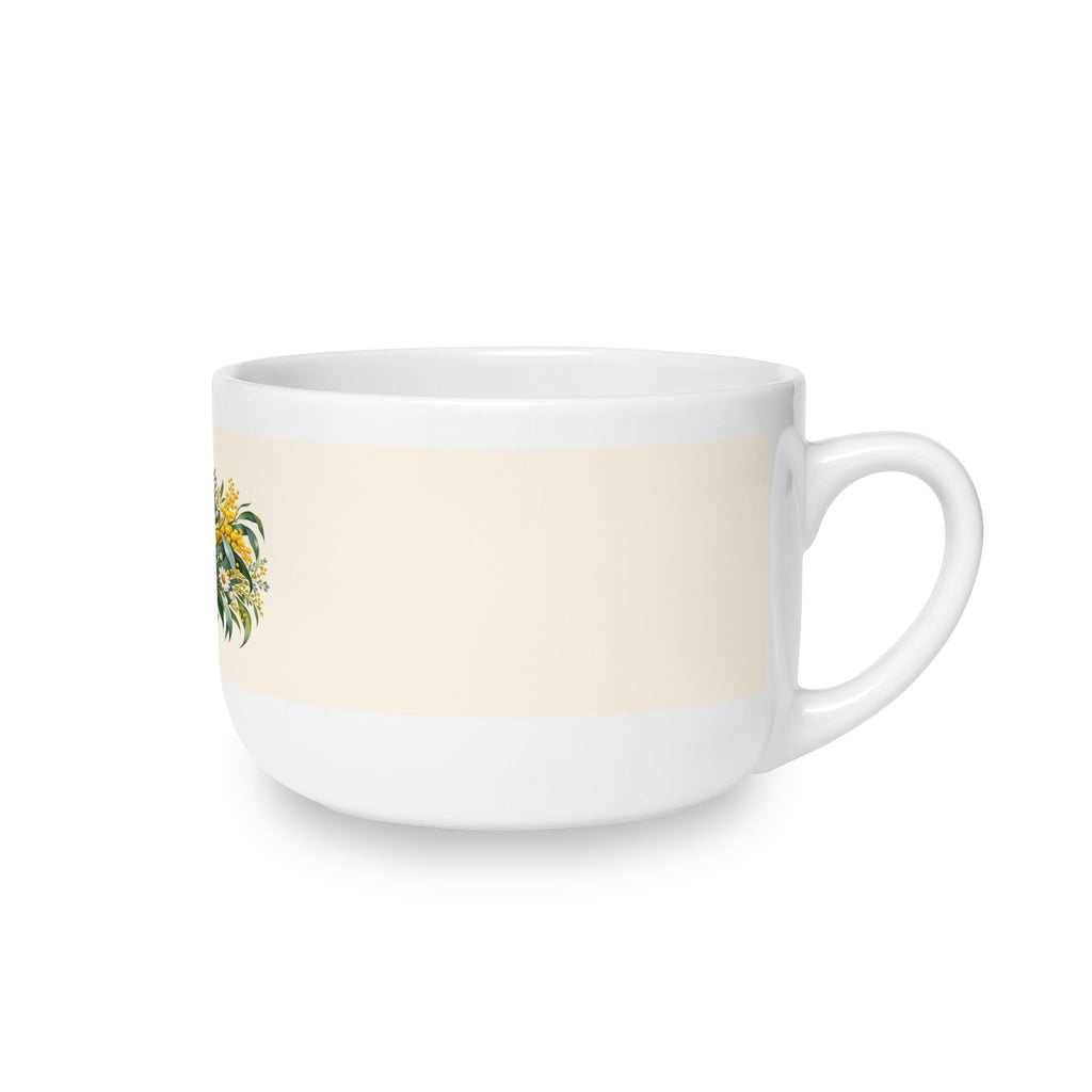 Eucalyptus & Wildflowers | White Ceramic Latte Mug, 25oz | Magnetica
