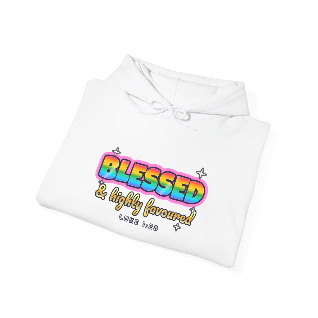 Blessed & Highly Favoured — Adult Christian Hoodie | Black & White