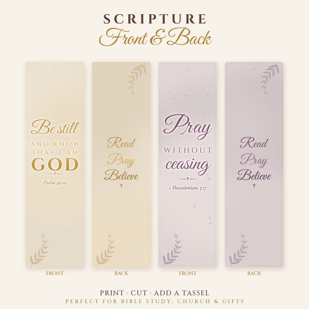 Printable Scripture Bookmarks – 12 KJV Bible Verse Bookmarks with Backs