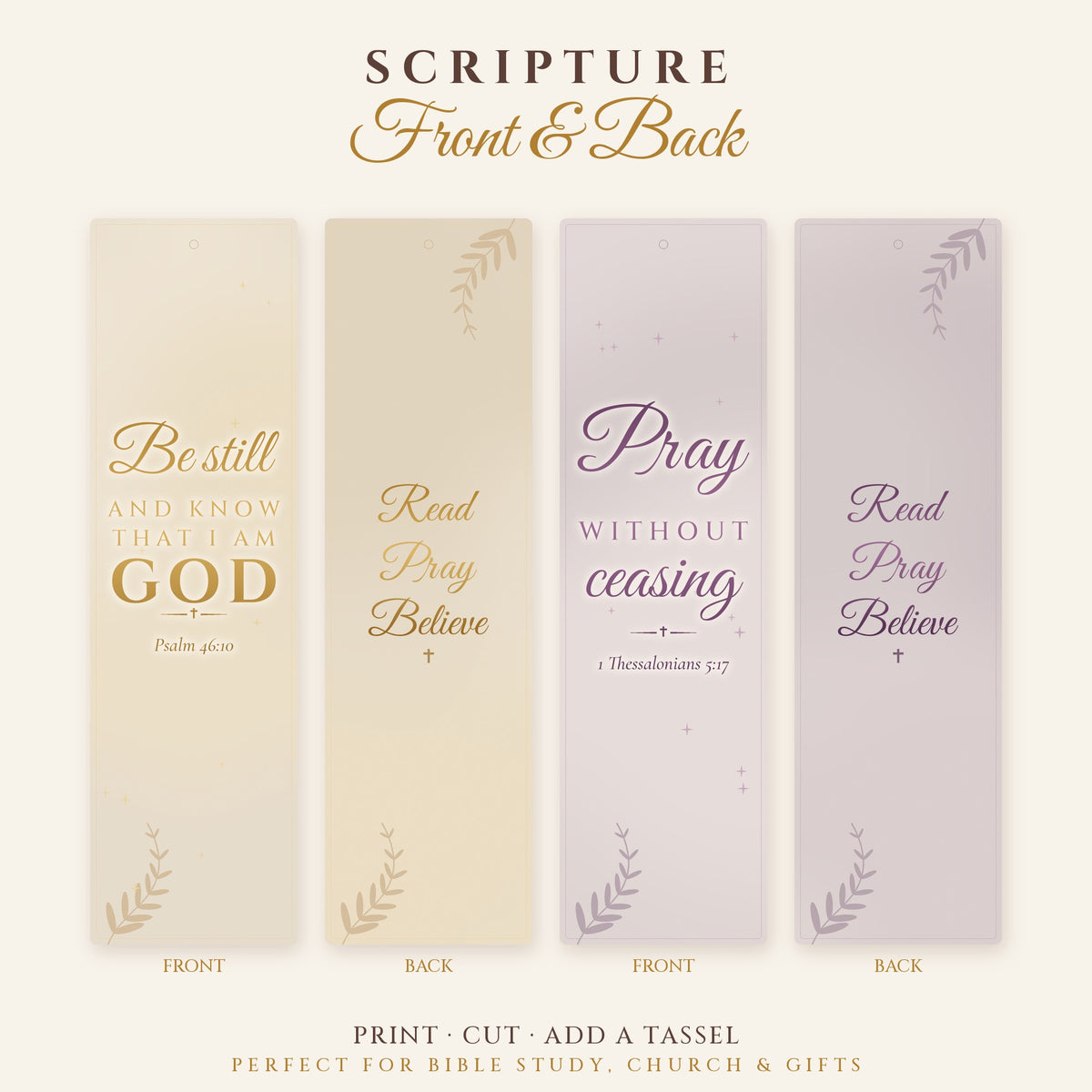 Printable Scripture Bookmarks – 12 KJV Bible Verse Bookmarks with Backs