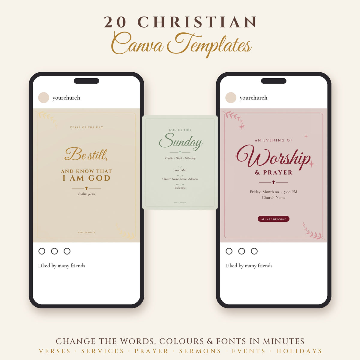 Christian Instagram Canva Templates – 20 Editable Church & Faith Social Media Posts