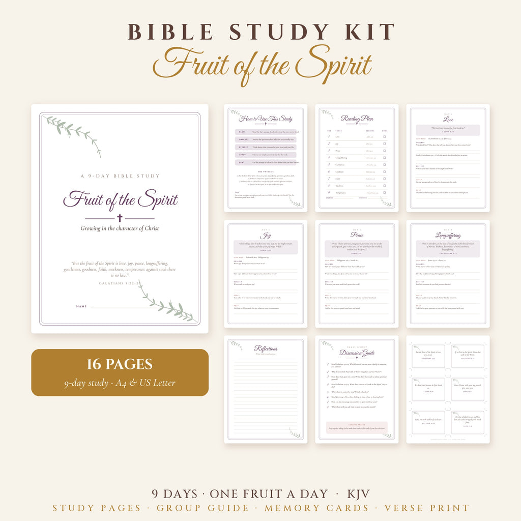 Fruit of the Spirit Bible Study Kit – 9-Day Printable KJV Study for Women & Small Groups