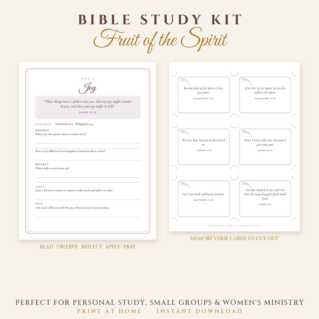 Fruit of the Spirit Bible Study Kit – 9-Day Printable KJV Study for Women & Small Groups