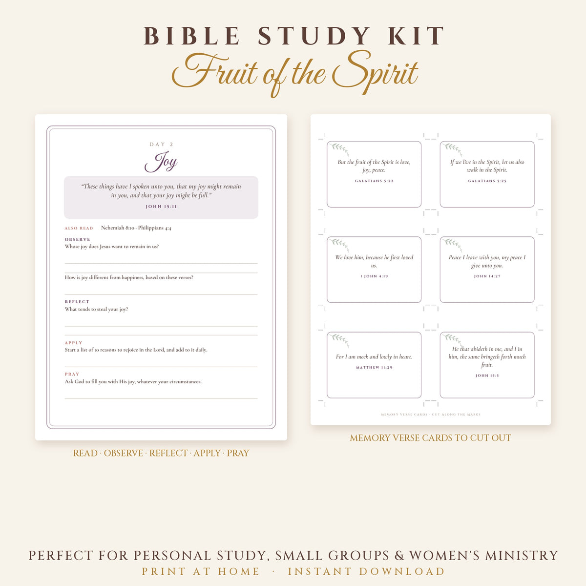 Fruit of the Spirit Bible Study Kit – 9-Day Printable KJV Study for Women & Small Groups