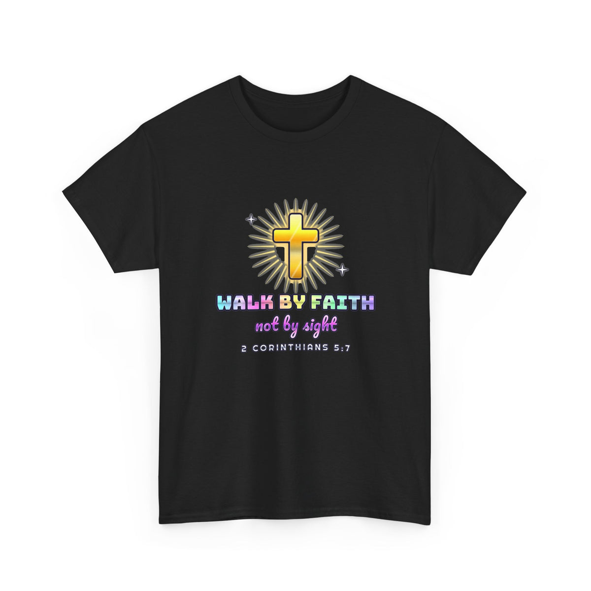 Walk By Faith — Adult Christian T-Shirt | Black & White
