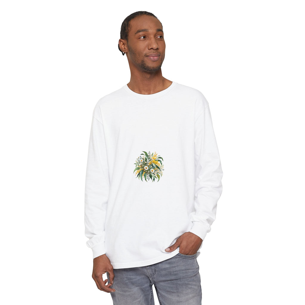 Eucalyptus & Wildflowers | Unisex Garment-dyed Long Sleeve T-Shirt | Magnetica