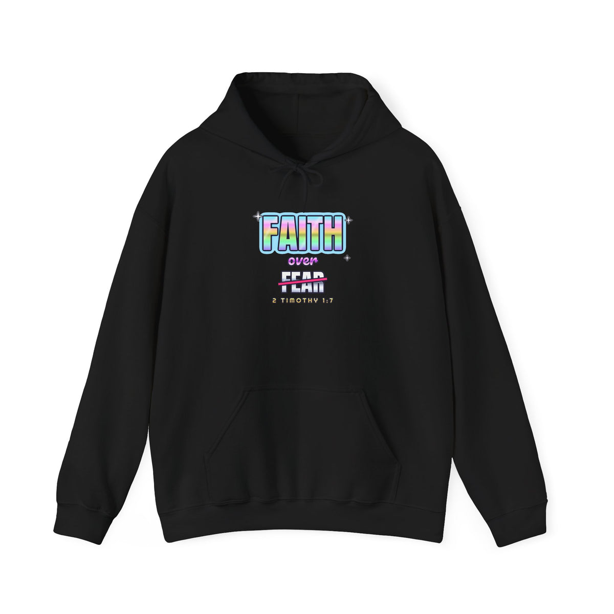 Faith Over Fear — Adult Christian Hoodie | Black & White