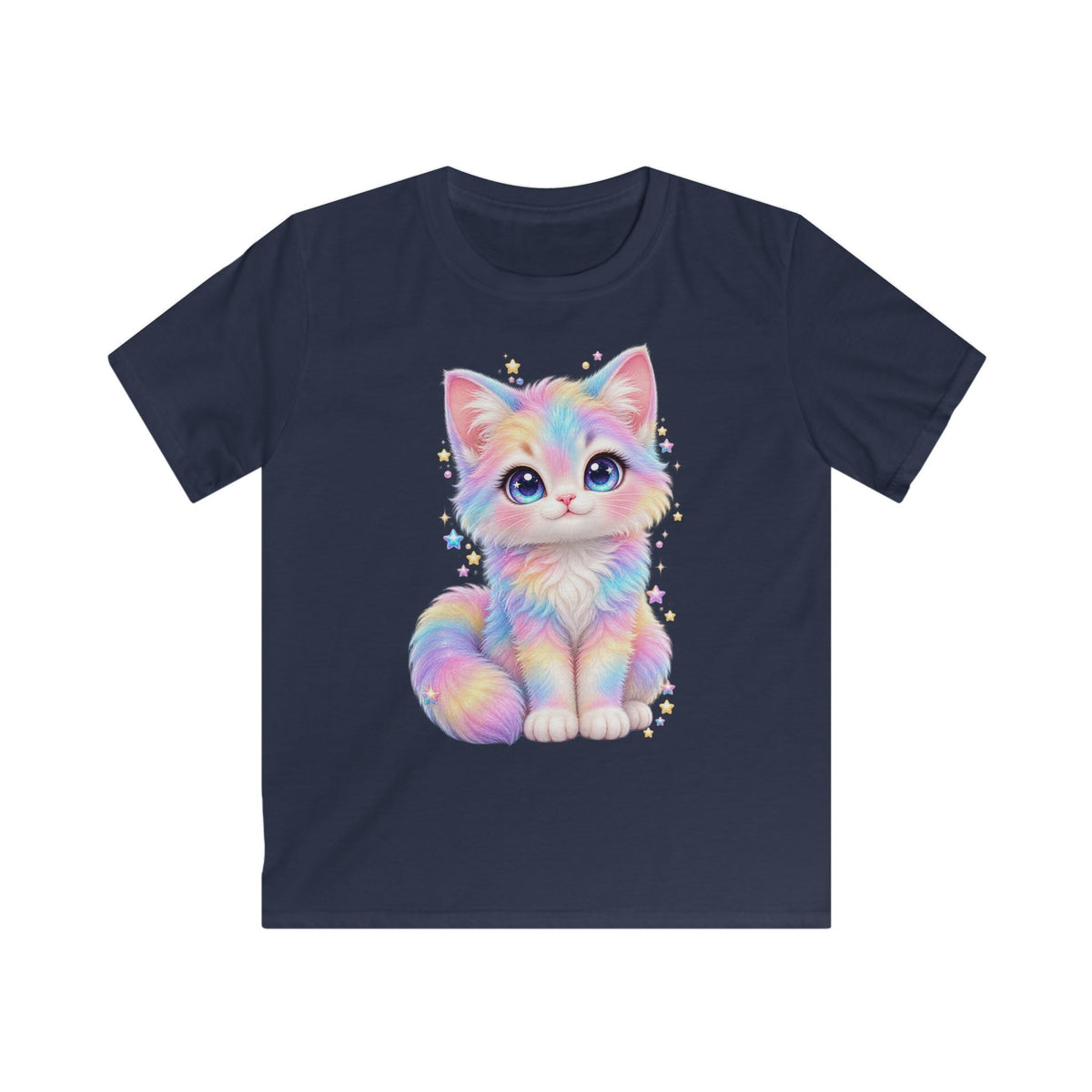 Magnetica Kids – Rainbow Kitten Large Front Print T-Shirt