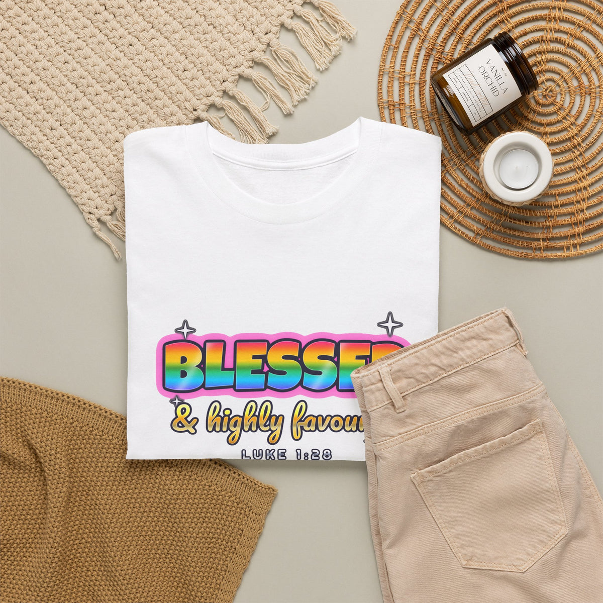 Blessed & Highly Favoured — Adult Christian T-Shirt | Black & White