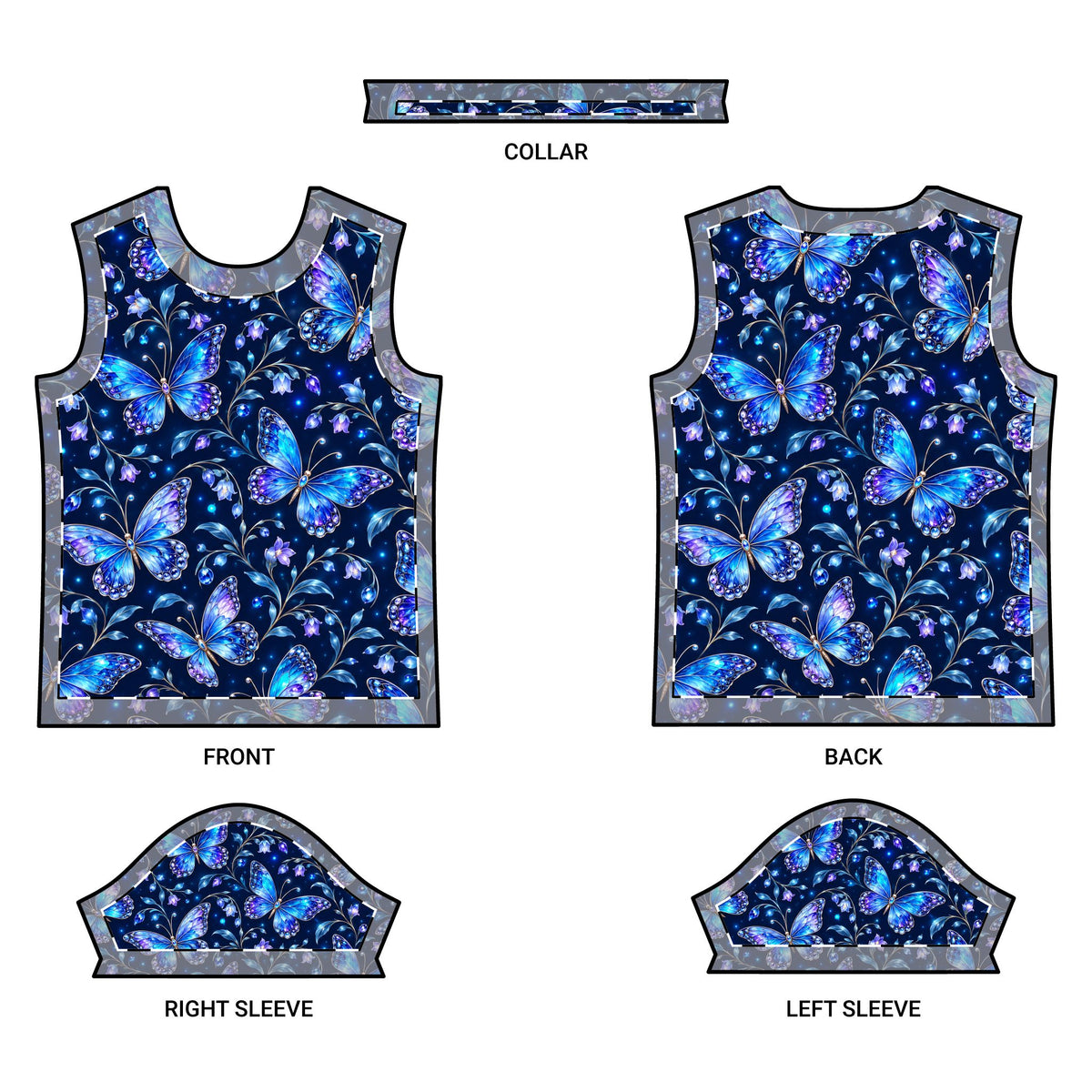 Magnetica Kids – Blue Jewel Butterfly All-Over T-Shirt