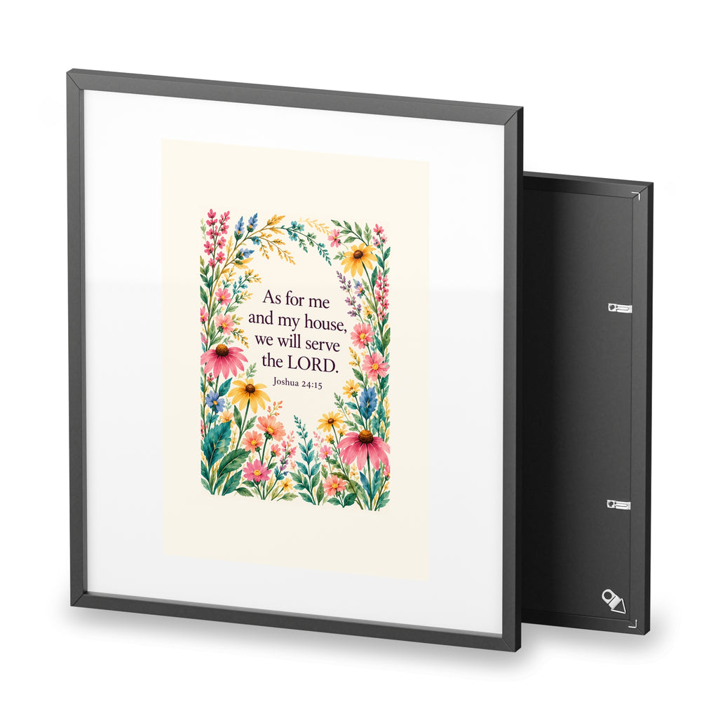 As for Me and My House Floral Framed Wall Art | Joshua 24:15 | Magnetica