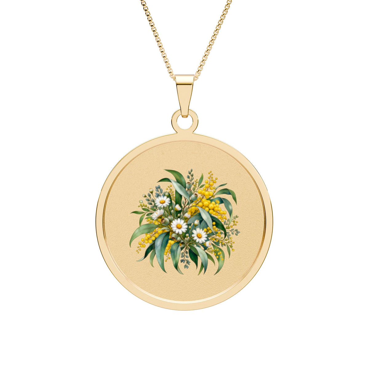 Eucalyptus & Wildflowers | Round Border Photo Pendant | Magnetica