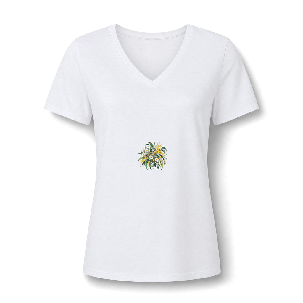 Eucalyptus & Wildflowers | Women's Relaxed Heather CVC V-Neck Tee | Magnetica