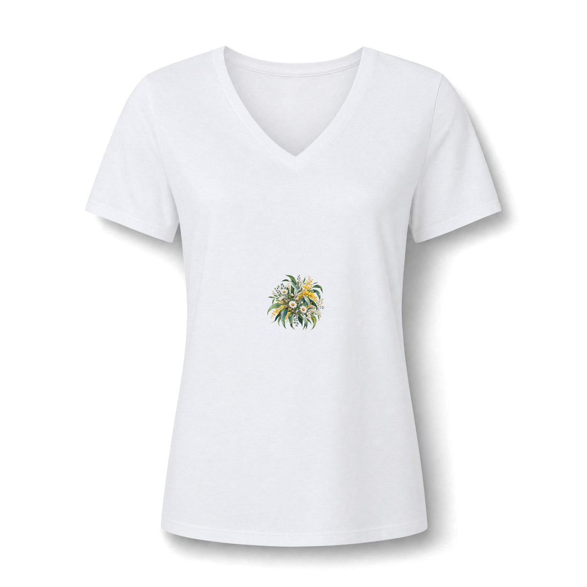 Eucalyptus & Wildflowers | Women's Relaxed Heather CVC V-Neck Tee | Magnetica