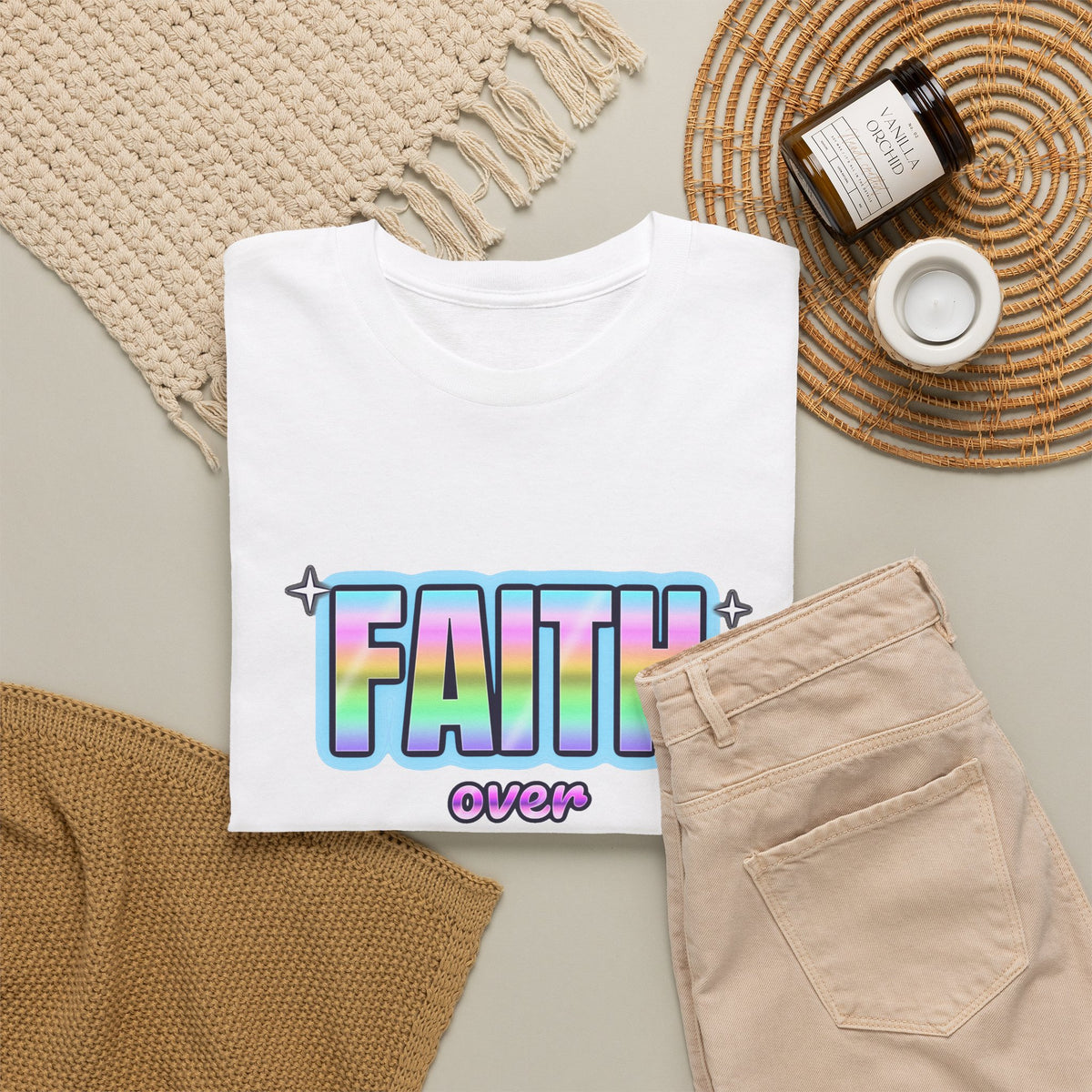 Faith Over Fear — Adult Christian T-Shirt | Black & White